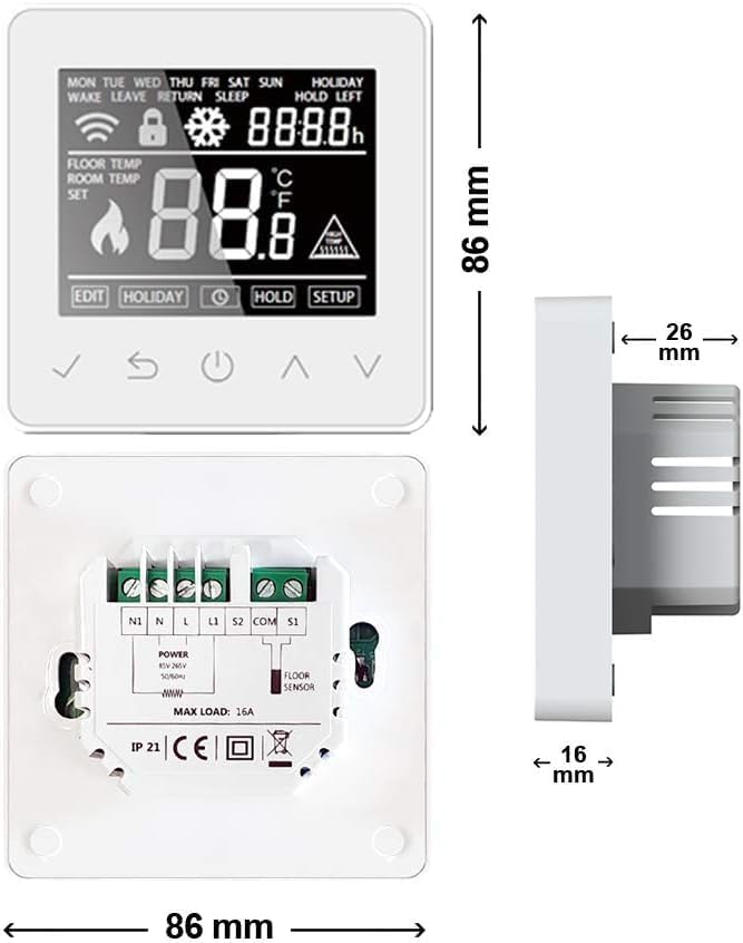WLAN-Thermostat ThermoLife ET61W - 16A - Digitales Raumthermostat programmierbar mit Internem Temper