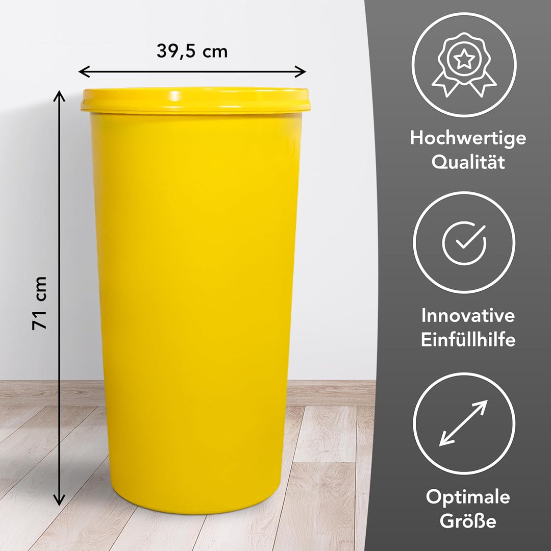 Mülleimer 60l mit geruchsdichtem Deckel (Gelb), Gelber Sack Ständer, Made in Germany, Müllsackstände