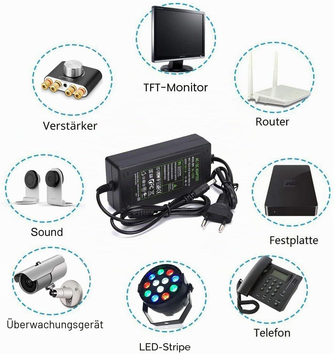 Nobsound 12V 5A Netzteil Adapter, AC 100-240V bis DC 12 Volt 5 Amp 60W Stromversorgung für Verstärke