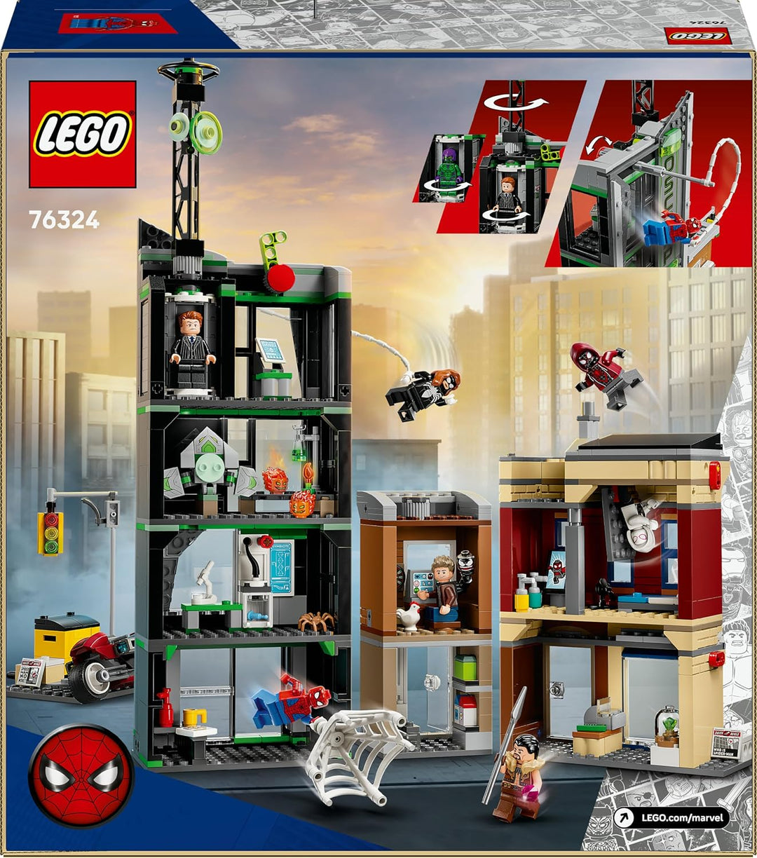LEGO ǀ Marvel Spider-Man vs. Oscorp - Bauset zum Sammeln für Kinder mit 8 Minifiguren, darunter auch