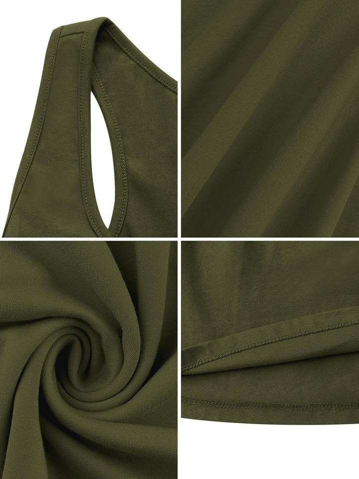 Missufe Damen Sommerkleid Minikleid Rockabilly Freizeitkleid Skaterkleid Kurzes Tank Kleider L Armee