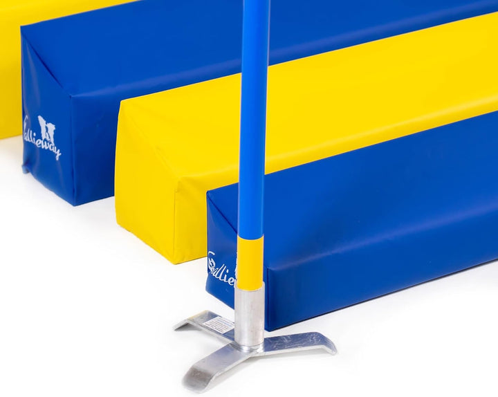 Callieway® Agility Soft-Weitsprung "SOSPIRI" - FCI konform (gelb/blau) inkl. 4 Ecksteher (blau) Gelb
