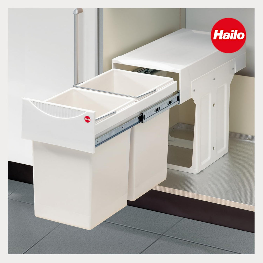 Hailo Abfallsammler Tandem 3666001 | für Schränke ab 300 mm Breite | Einbau Mülleimer 2 x 15L | Voll