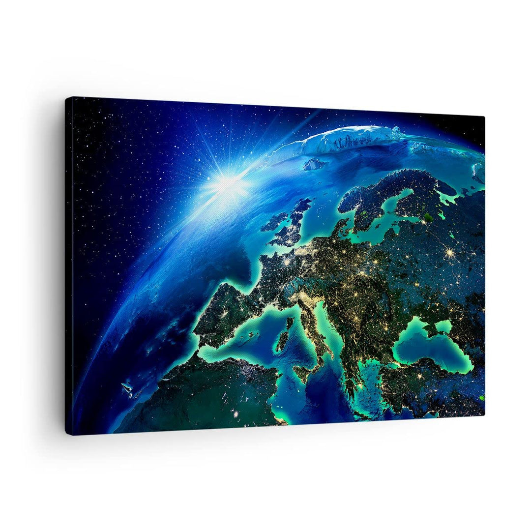 ARTTOR Bilder auf Leinwand Nacht raum welt ansicht Leinwandbild 70x50cm Wandbilder Dekoration Wohnzi