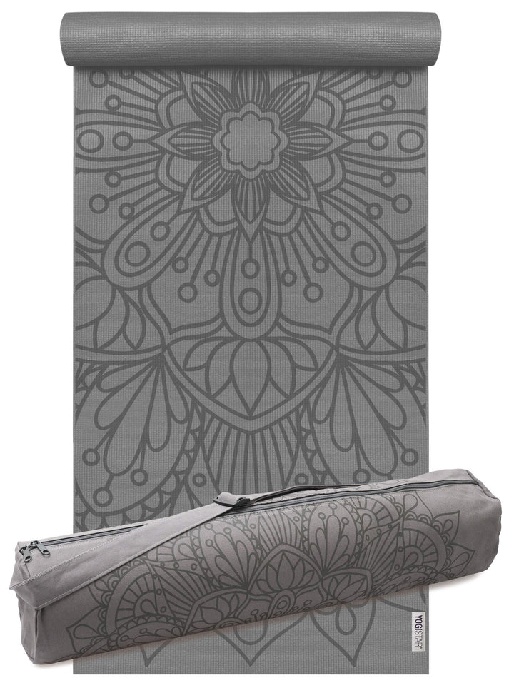 Yoga-Set Starter Edition - Lotus Mandala (yogamatte + Yogatasche) Grau, Grau