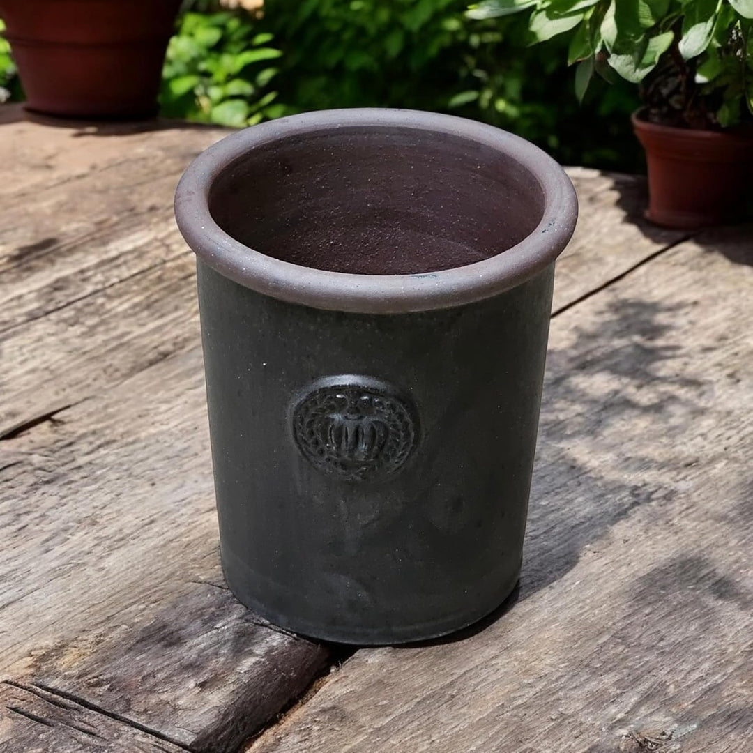 Pflanzgefäss Blumentopf Übertopf mit Kronen 25 x 28cm aus Keramik hochwertig glasiert -absolut frost