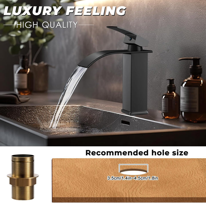 Wasserfall Wasserhahn Bad Waschtischarmatur Einhebelmischer Waschbecken Wassersparend & Spritzwasser
