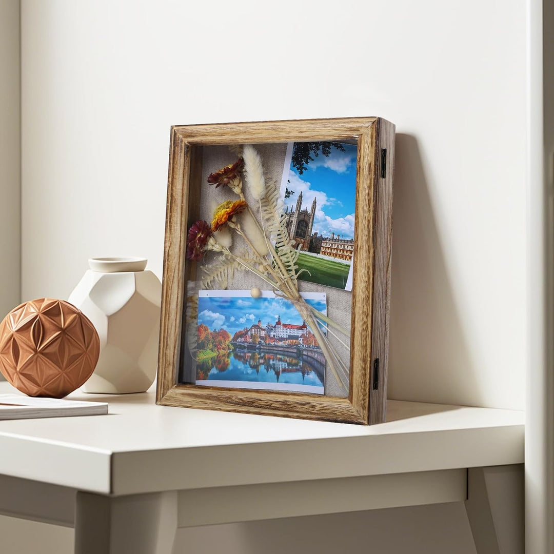 3D Bilderrahmen Zum Befüllen 25x20 cm, Objektrahmen Holz zum Aufhängen oder Stehend, Bilderrahmen Ti