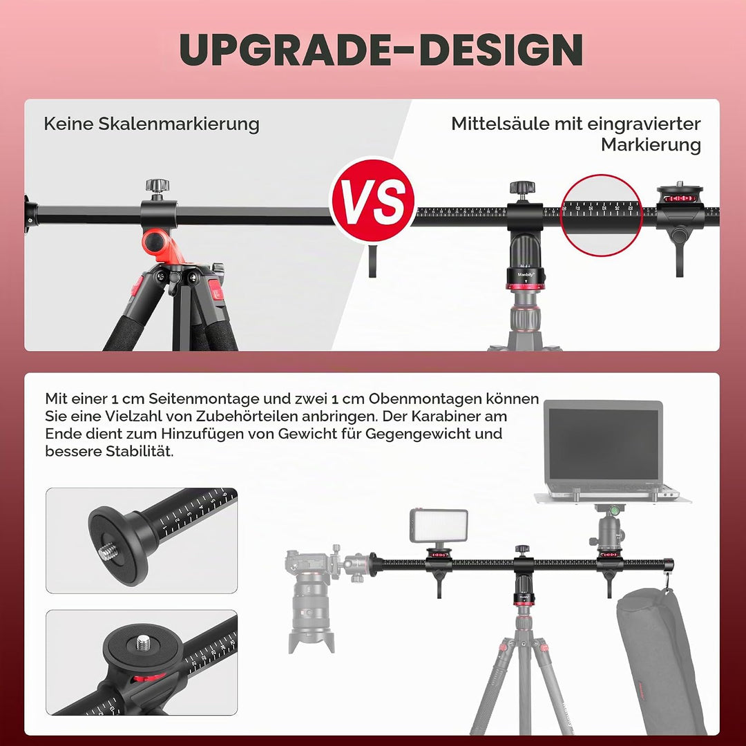 Manbily Overhead Stativ Horizontaler Verlängerungsarm 70cm Drehbares 360° Überkopf 180° Vertikal Sta