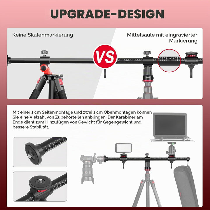 Manbily Overhead Stativ Horizontaler Verlängerungsarm 70cm Drehbares 360° Überkopf 180° Vertikal Sta