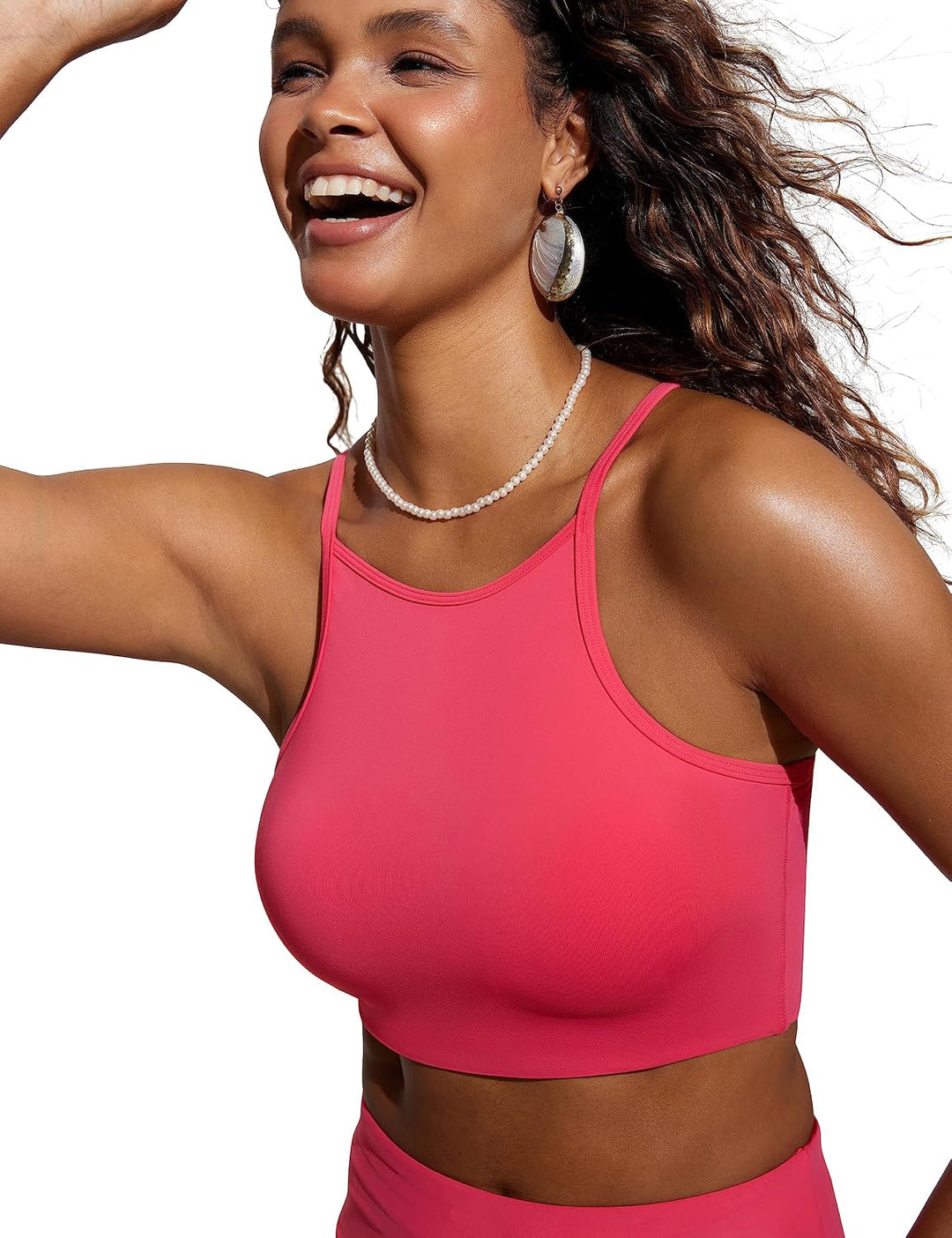 CRZ YOGA Damen Bikinitops Stehkragen Bikini Sport BH Racerback Gepolstert Bikinioberteil Sexy Bikini