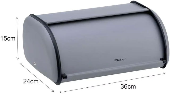 KING HOFF Brotkasten Brotbox Brotbehälter Brotdose (Grau, Kleine 36cm x 24cm x 15cm.) Grau Kleine 36