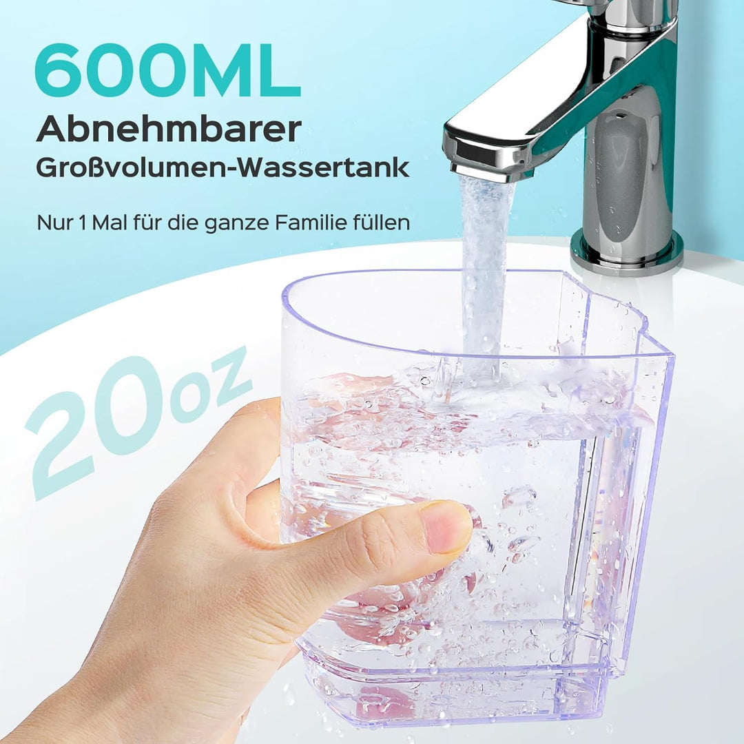 COSLUS E2 Munddusche Elektrisch Professional Zähne: 2 Modi & 12 Druckstufen –600ml Wassertank Zahndu