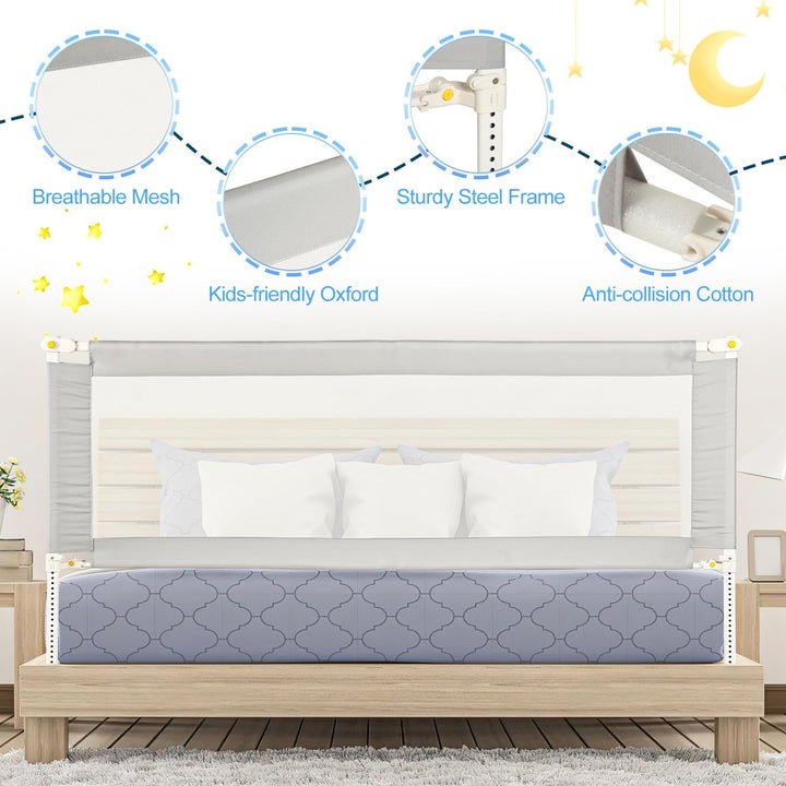 Bettschutzgitter 150 cm Rausfallschutz Bett – klappbares Bettgitter für Baby & Kleinkind, höhenverst