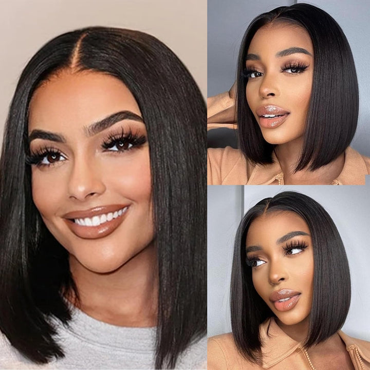 DUAUJUIU Bob Wig Human Hair 13x4 Frontal Lace Wig 14 Inch Bob Lace Front Wig Human Hair 150% Density