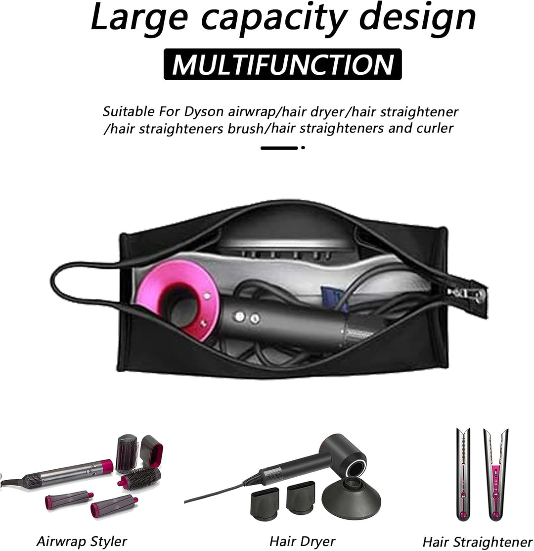 Reisetasche für Dyson Airwrap Long/Supersonic Haartrockner & Zubehör (PU-Leder Wasserdichter-Schwarz