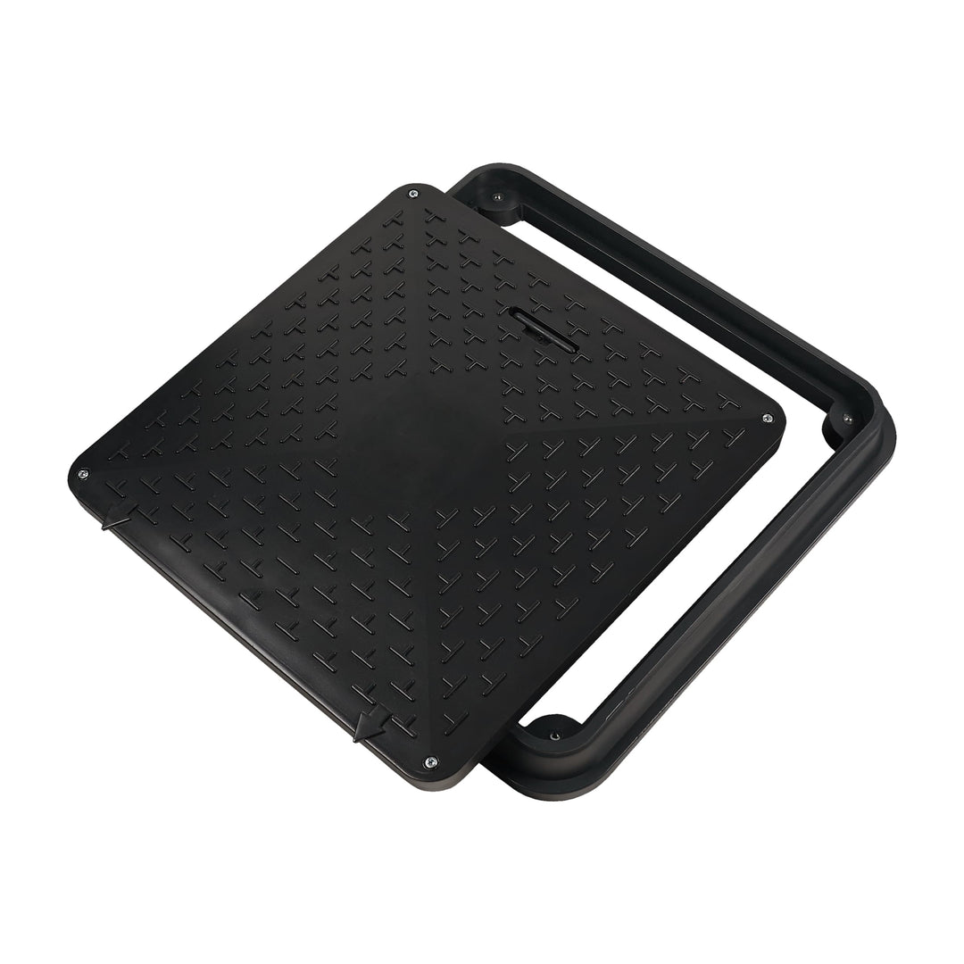 Varile 72cm quadratische Schachtabdeckung mit Griff - belastbar bis 1,5t (Schwarz), Schwarz