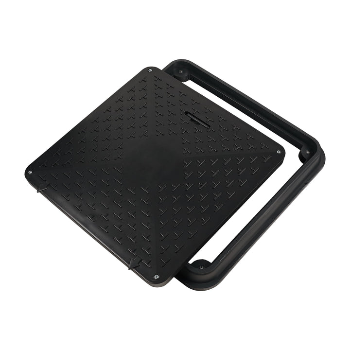 Varile 72cm quadratische Schachtabdeckung mit Griff - belastbar bis 1,5t (Schwarz), Schwarz