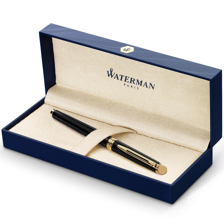 Waterman Hémisphère Füller | Hochglänzend Schwarz mit Zierteile aus 23 K Gold | Füllfederhalter mit