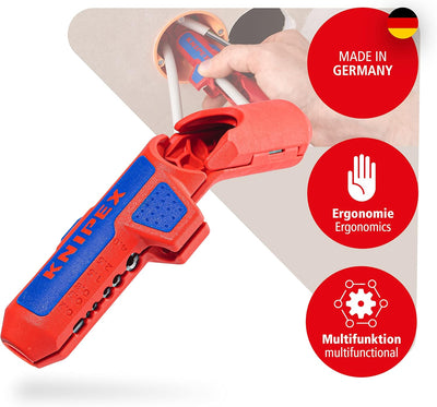 KNIPEX ErgoStrip Universal-Abmantelungswerkzeug (135 mm) 16 95 01 SB & Flachrundzange mit Schneide (