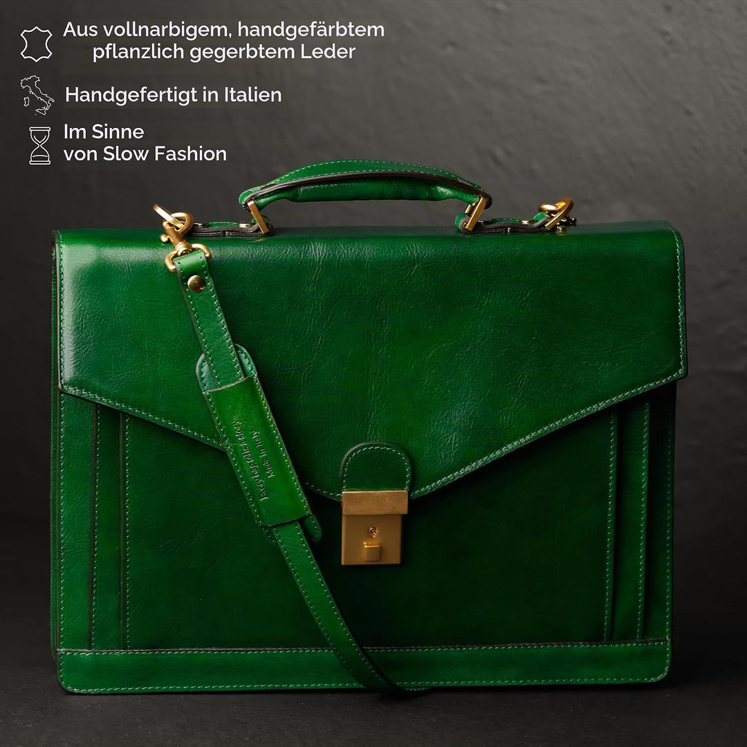 Time Resistance Aktentasche für Herren 100% Leder - Handgefertigt in Italien - Arbeitstasche - Lapto