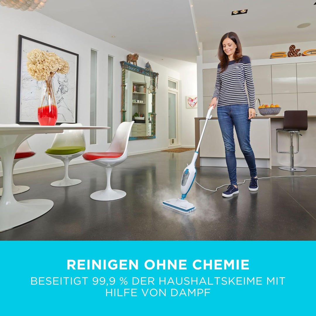 Black+Decker FSM13E1 Dampfbesen Steam Mop, Basic (Dampfreiniger für hygienische, gründliche Sauberke