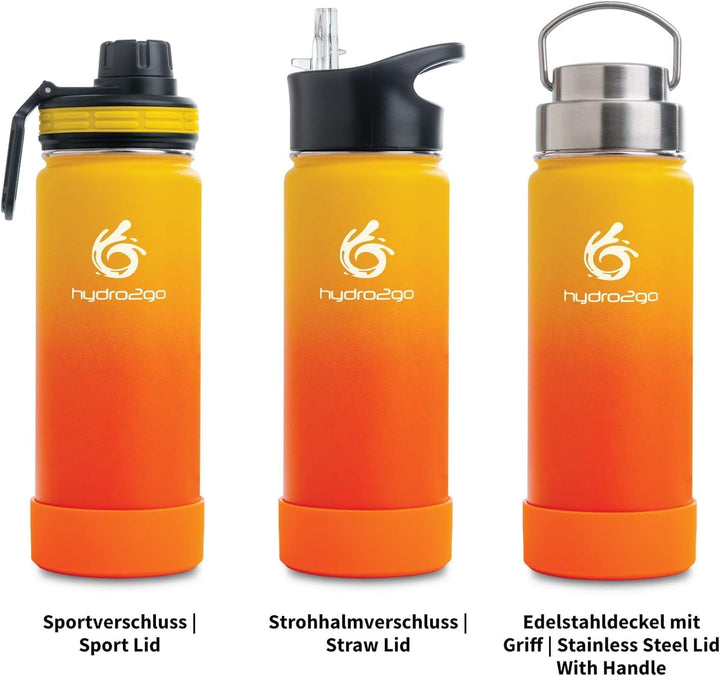 hydro2go Edelstahl Trinkflasche – BPA-freie Isolierflasche für Kinder, Schule, Sport & Outdoor – Häl