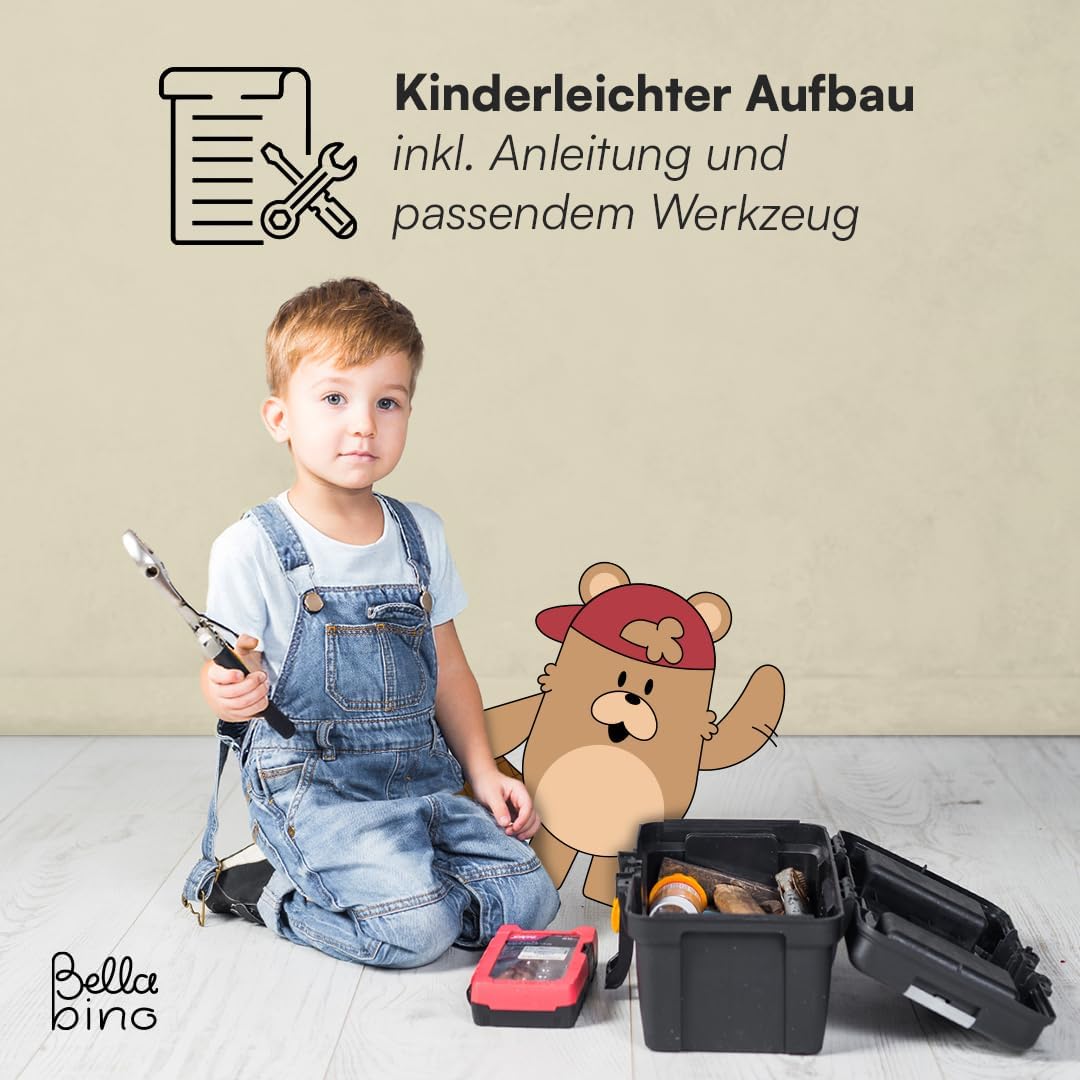 Bellabino Towy Kinderregal – Kinder Bücherregal mit 3 Fächern – Montessori Regal Weiss - Aufbewahrun
