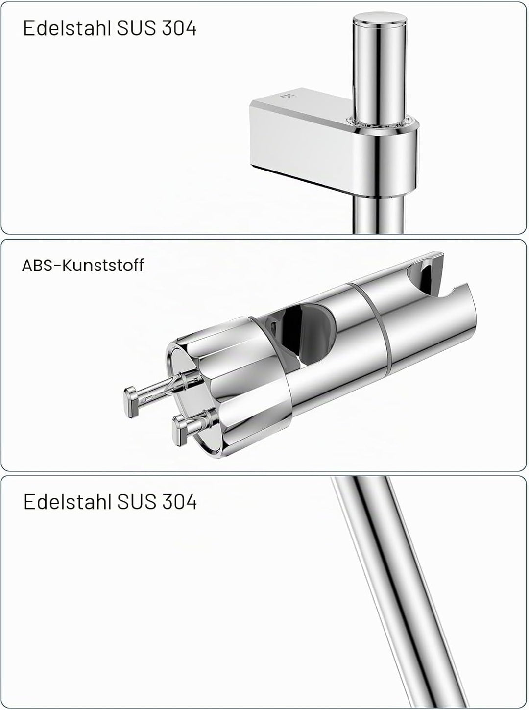 YEAUPR PRO Shower Riser Kit - quadratischer Duschkopf mit 6 Sprühmodi, Duschstange mit Duschkopf, 16