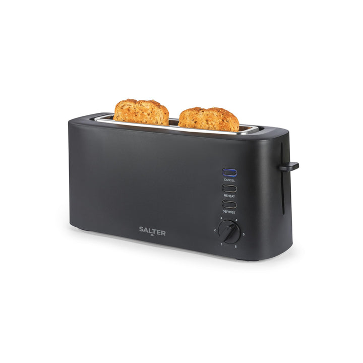 Salter Dusk Langschlitz 2-Scheiben-Toaster – Inklusive Aufwärmgestell, 6 Bräunungsstufen, Auftau-, A