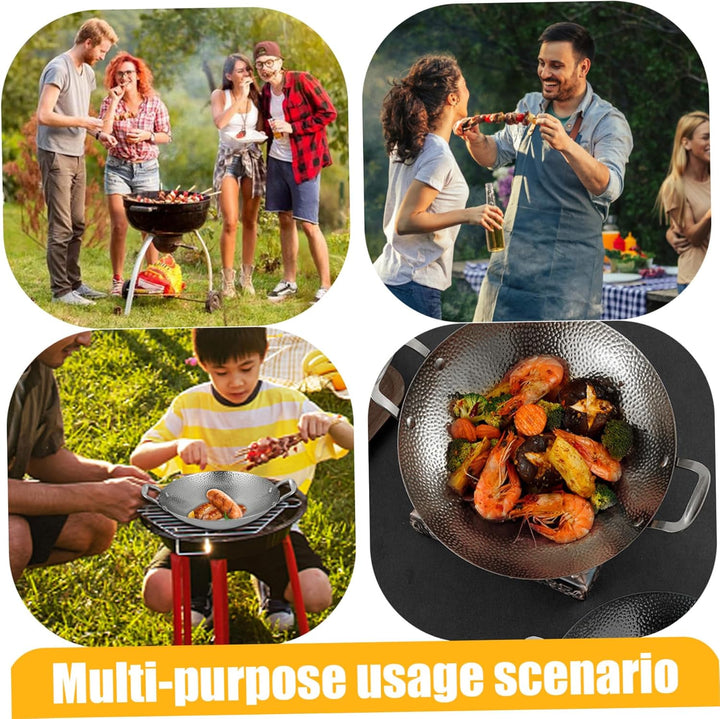 Edelstahl-Wok, 9-Zoll-Mini-Wok mit zwei Griffen, antihaftbeschichteter Wok mit rundem Boden, dicker