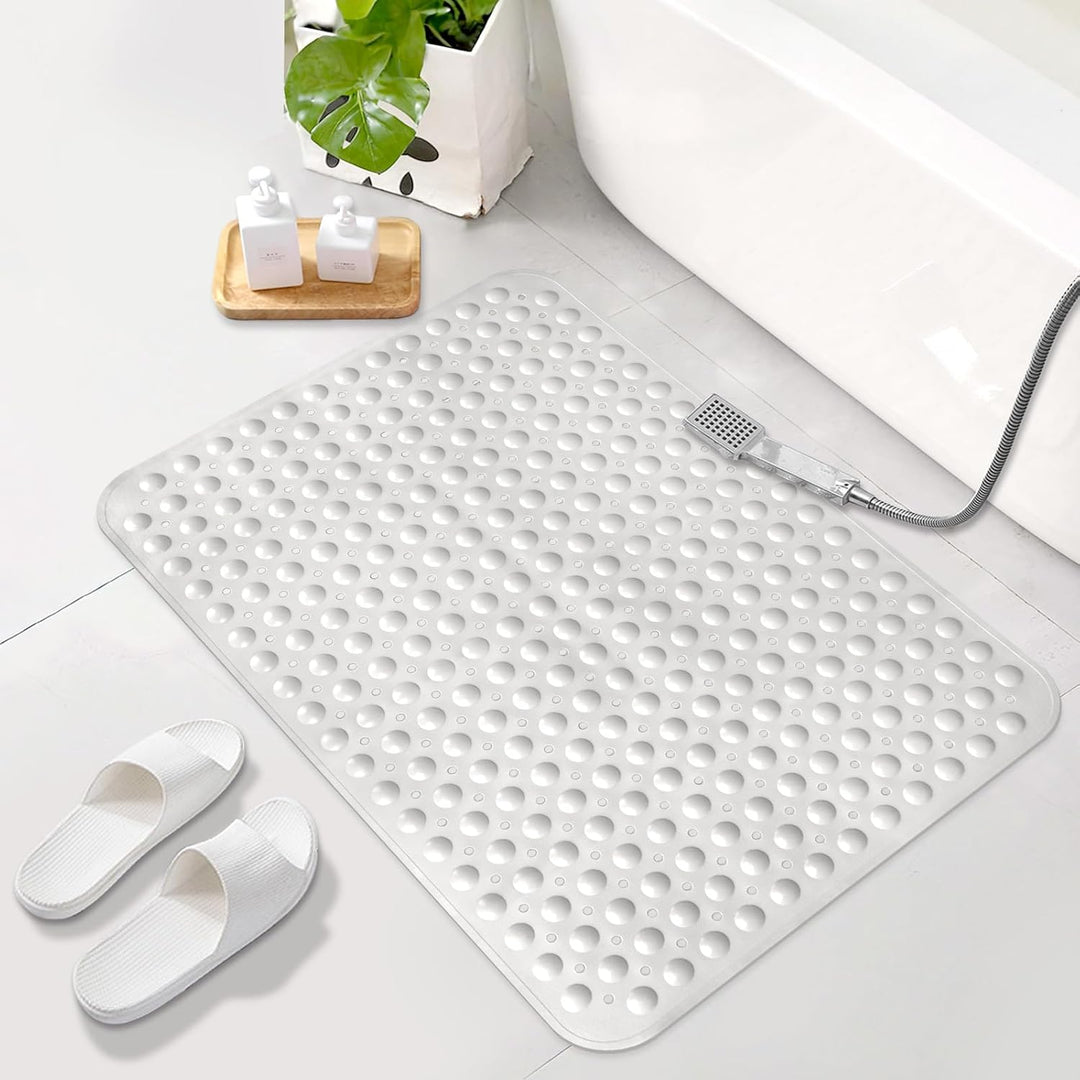 Gross Duschmatte rutschfest 60x90cm: Weich TPE Duscheinlage mit Ablauflöchern und Saugnäpfen - Antir