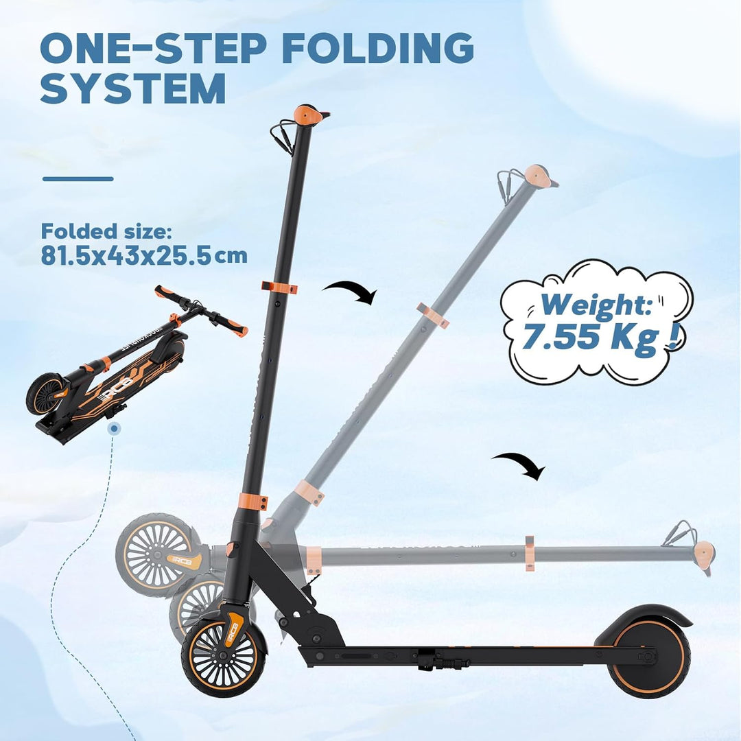 RCB R15 Elektroroller Kinder ab 8-12-16 Jahre, Faltbarer E Scooter, Max 20km/h, Reichweite 16KM, Nur