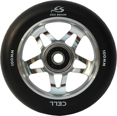 Cox Swain 2 STK. High End 100mm Stunt Scooter Rollen Alu Core - ABEC 11 Lager Cell (Black/ Silver) 1