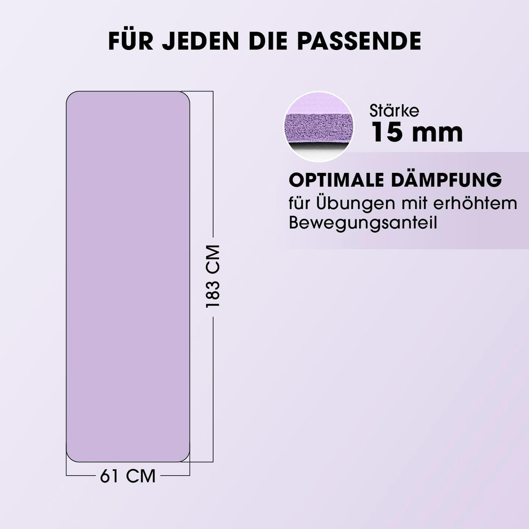 #DoYourFitness Fitnessmatte rutschfest | 183x61cm oder XXL 190x100cm | 0,8-2cm hoch | Gelenkschonend