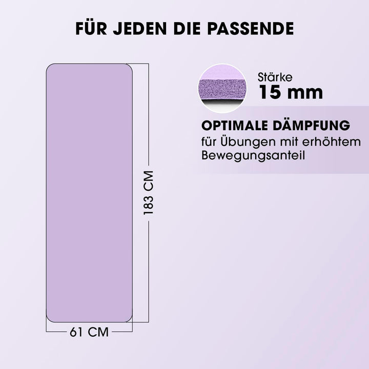 #DoYourFitness Fitnessmatte rutschfest | 183x61cm oder XXL 190x100cm | 0,8-2cm hoch | Gelenkschonend