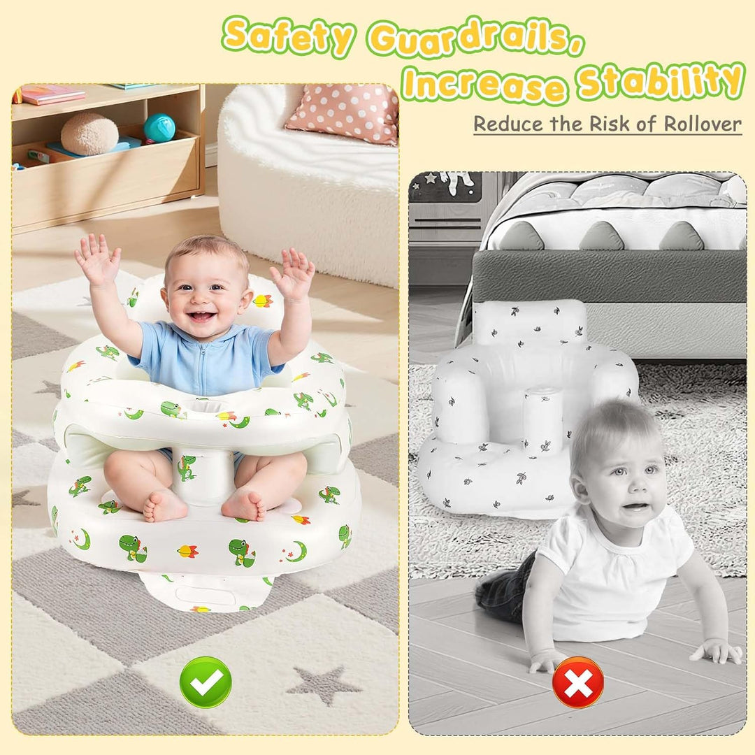 Aufblasbarer Babysitz für Babys ab 3 Monaten, aufblasbarer Baby-Stuhl eingebauter Luftpumpe Rückenst
