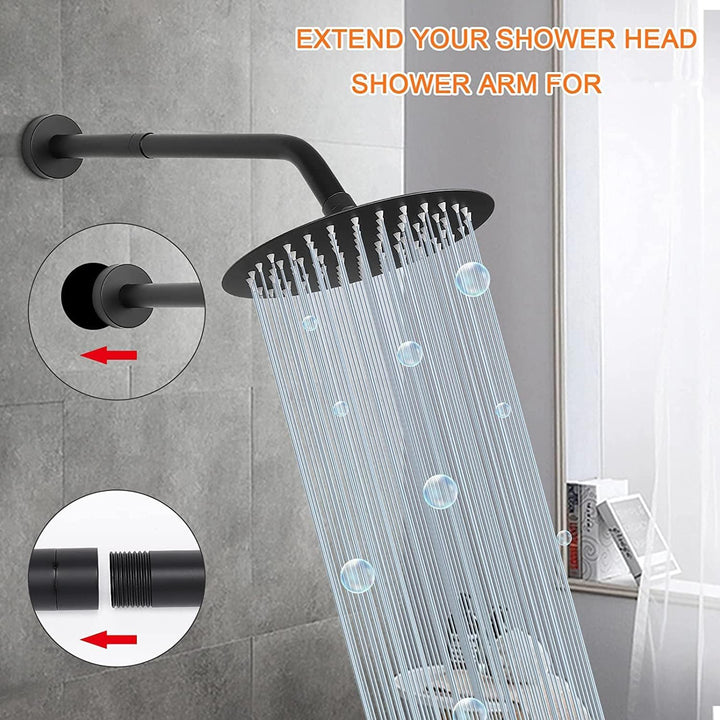 G1/2'' Duschkopf Verlängerung Schwarz 10cm, Edelstahl Dusche verlängerungsrohr,Handbrause Verlängeru