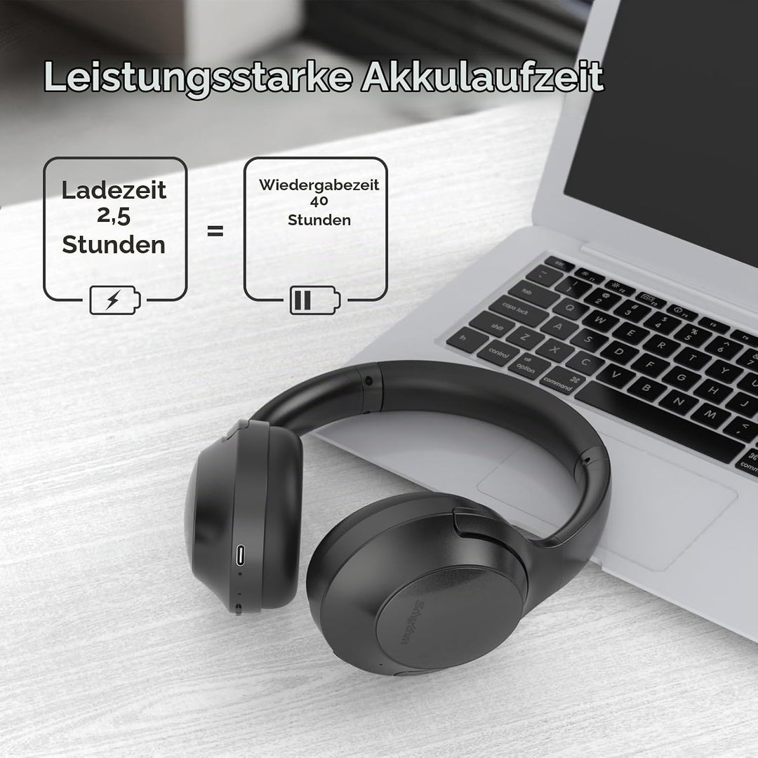 Srhythm NiceComfort 45 Active Noise Cancelling Headphone, drahtlose Bluetooth-Kopfhörer mit Transpar