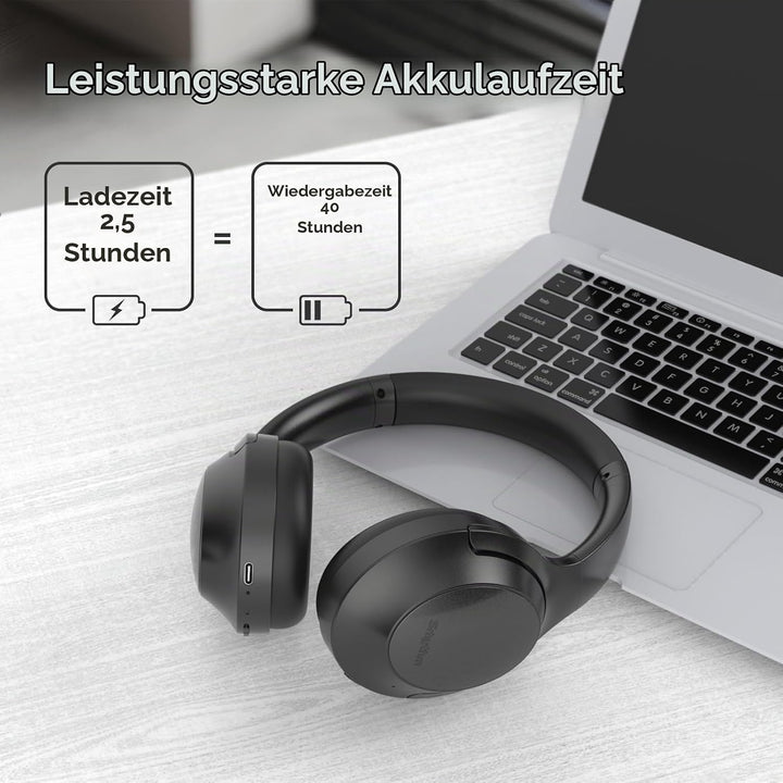 Srhythm NiceComfort 45 Active Noise Cancelling Headphone, drahtlose Bluetooth-Kopfhörer mit Transpar