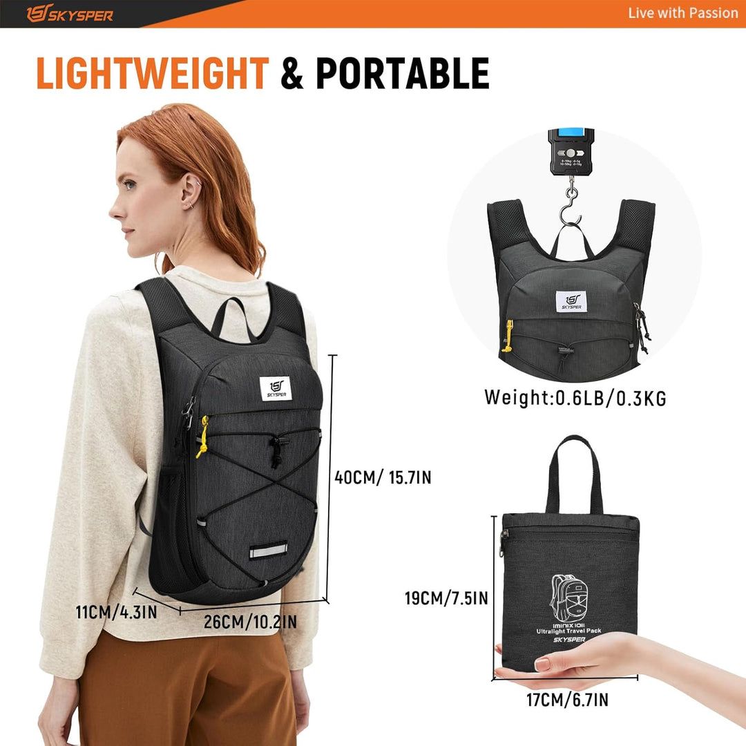 SKYSPER Rucksack Damen 10L Tagesrucksack Ultraleicht Daypack Wanderrucksack für Wandern Reisen Städt
