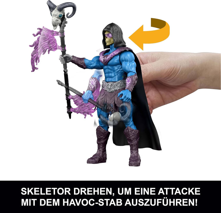 Masters of the Universe Funktionsfigur Skeletor mit Havoc-Stab-Attacke, Dreh- und Loslassfunktion, c