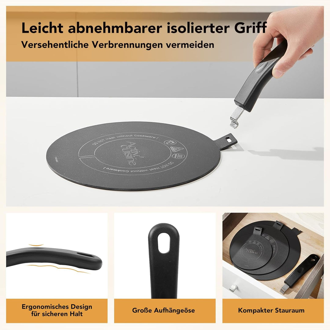 ACTIV CUISINE Induktion Adapterplatte 20 cm Induktionsadapterplatte mit abnehmbarem Griff Moka Induk