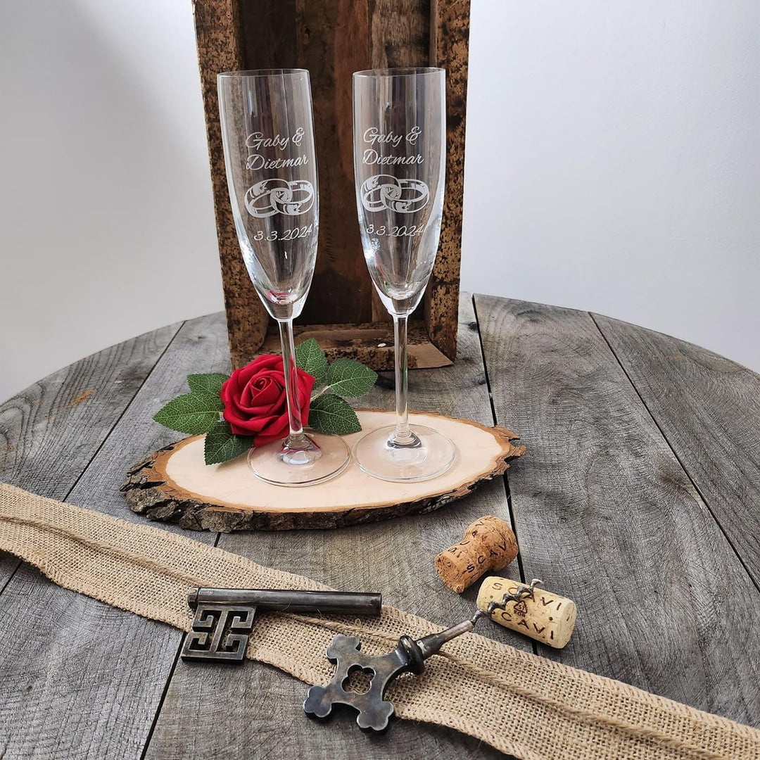 Geschenk zum Valentinstag – Sekt Geschenksets – Sektglas mit Gravur 200ml – Hochzeitsgeschenke – Ges