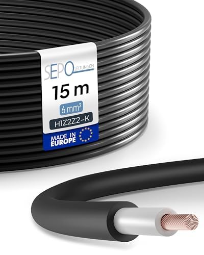 SEPO-Leitungen Solarkabel 6 mm² 15m TÜV Süd geprüfte Solarleitung in Schwarz oder Rot - Solarkabel -