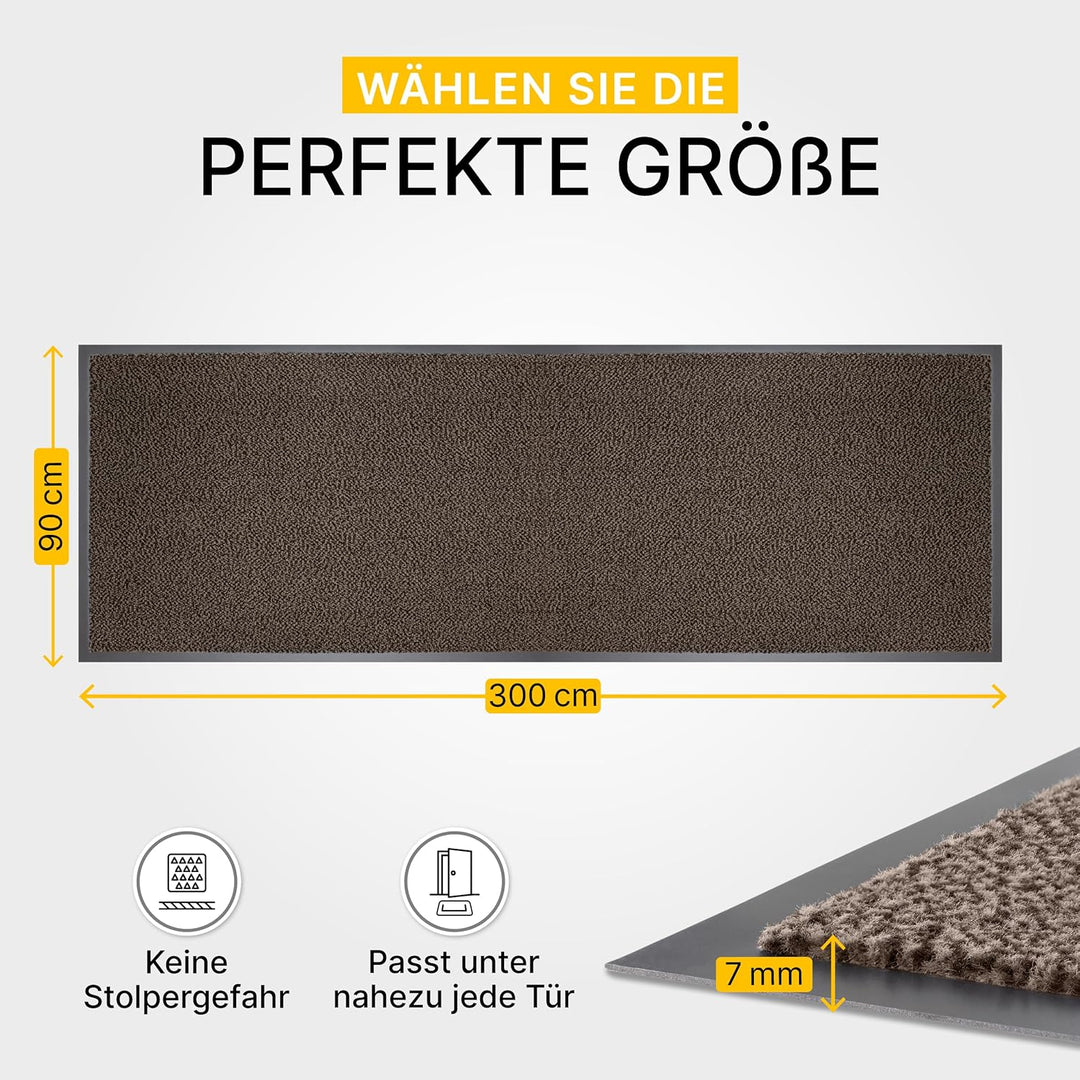 Entrando Fussmatte für innen und aussen, waschbar, robust, rutschfest, saugfähig - Läufer für Flur,