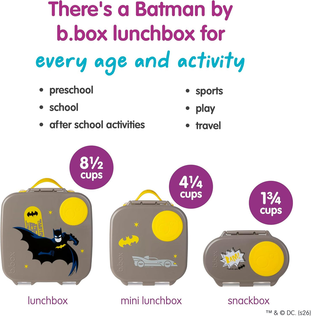 b.box Batman Snackbox | Mini Bento-Brotdose mit 2 auslaufsicheren Fächern | Ideal für Kleinkinder, K
