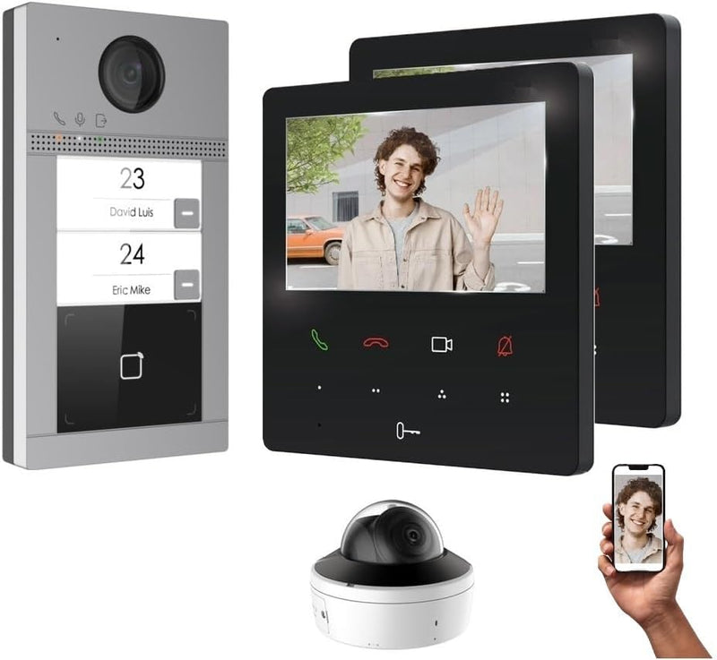 MATHFEL WLAN 2 Familienhaus IP Video Türsprechanlage, Unterputz-Türstation IP65, 7 Zoll Monitor, HD-