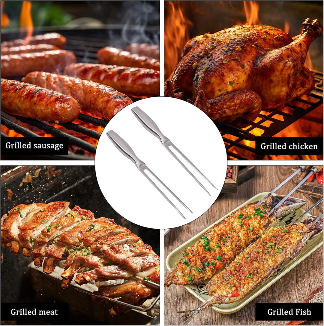 2 Stück Fleischgabel Edelstahl Tranchiergabel mit Ergonomischem Griff Grillgabel Edelstahl Länge 27