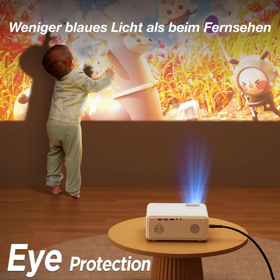 Mini Beamer Bluetooth mit Stativ, VideoBeamer 12000 Lux 1080P, iZEEKER Beamer für Handy Phone, Heimk